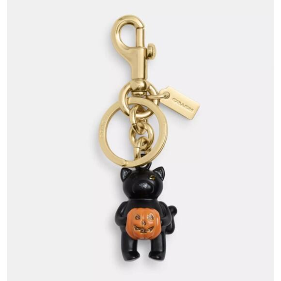 COACH BLACK CAT WITH PUMPKIN KEY CHAIN/BAG CHARM CW480 - Picture 4 of 4